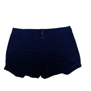 Gap Womens Navy Blue Linen Blend Elastic Back Cuffed Hem Shorts Size 16